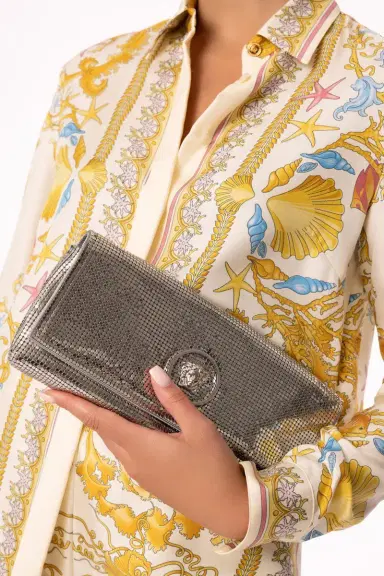 Versace La Medusa Clutch - Silver Mesh | Thumbnail 3