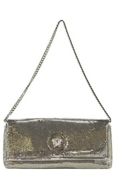 Versace La Medusa Clutch - Silver Mesh | Thumbnail 1