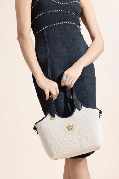 Versace La Medusa Mini Tote Bag - Black | Thumbnail 2