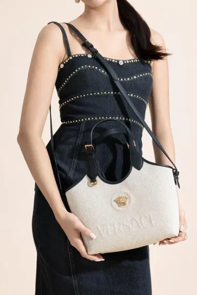 Versace La Medusa Mini Tote Bag - Black | Thumbnail 4