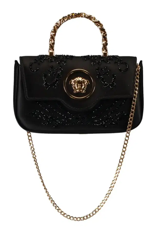 Versace La Meduse Mini Bag - Black Satin