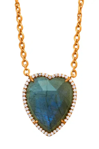 IRENE NEUWIRTH JEWELRY Labradorite Diamond Heart Necklace | Thumbnail 1