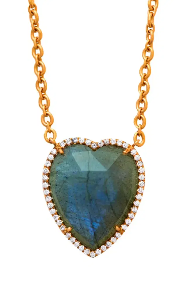 IRENE NEUWIRTH JEWELRY Labradorite Diamond Heart Necklace