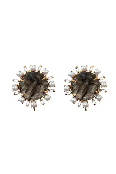 BOUNKIT JEWELRY Labradorite Pearl Anya Stud Earrings | Thumbnail 1 BOUNKIT JEWELRY Labradorite Pearl Anya Stud Earrings | Thumbnail 1