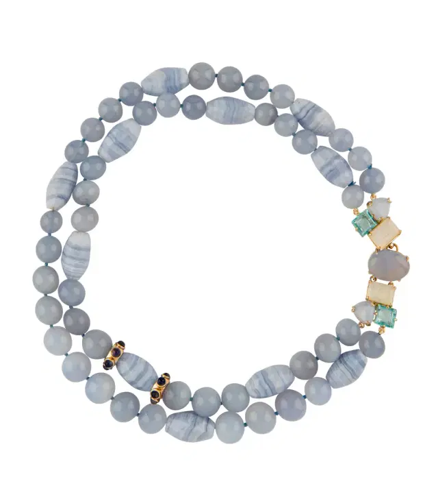 BOUNKIT JEWELRY Lace Agate Moonstone Necklace