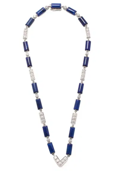 DAVID WEBB Lapis Diamond V Chain Necklace | Thumbnail 1