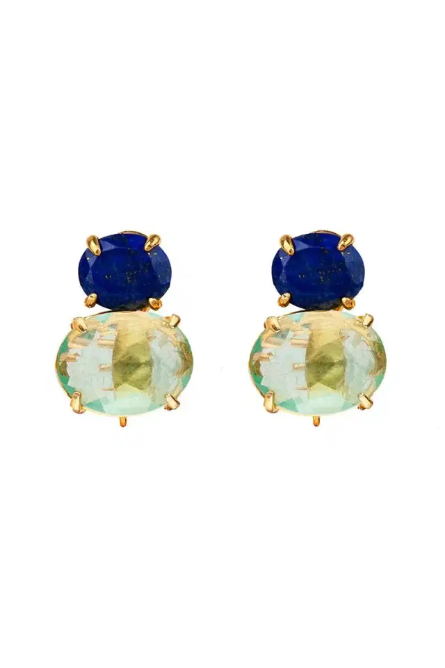 BOUNKIT JEWELRY Lapis Green Quartz Earrings