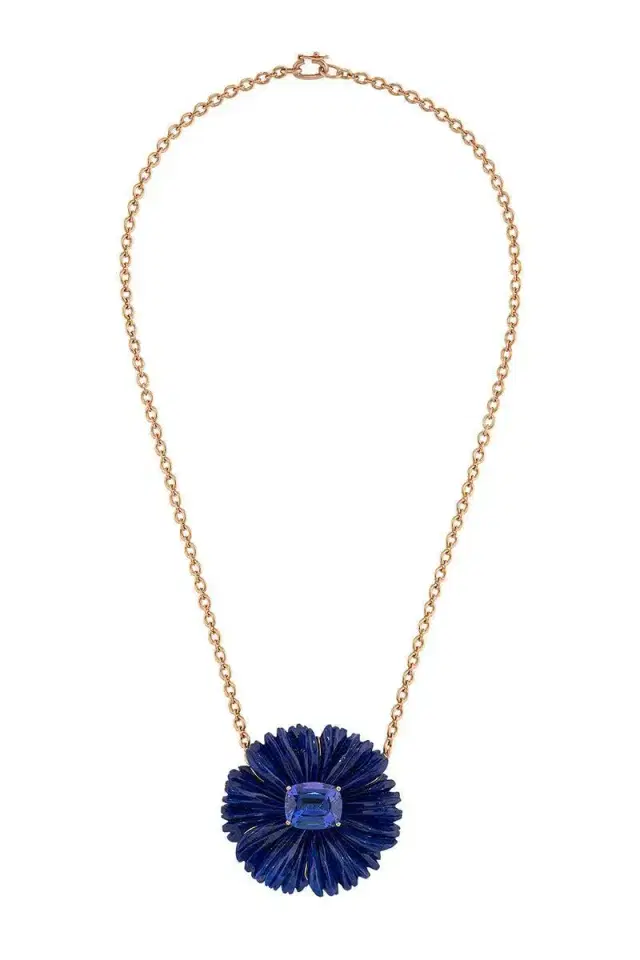IRENE NEUWIRTH JEWELRY Lapis Tanzanite Tropical Flower Necklace