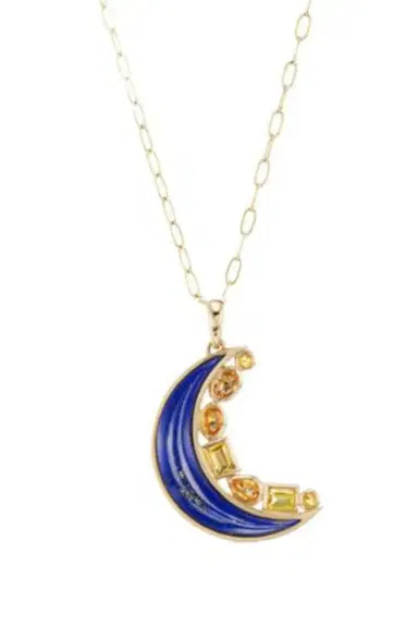 Sorellina Lapis Yellow Sapphire Mini Crescent Moon Inlay Pendant | Thumbnail 4