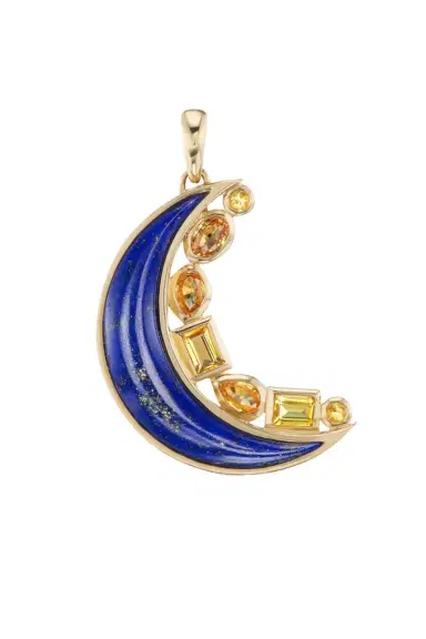Sorellina Lapis Yellow Sapphire Mini Crescent Moon Inlay Pendant | Thumbnail 1