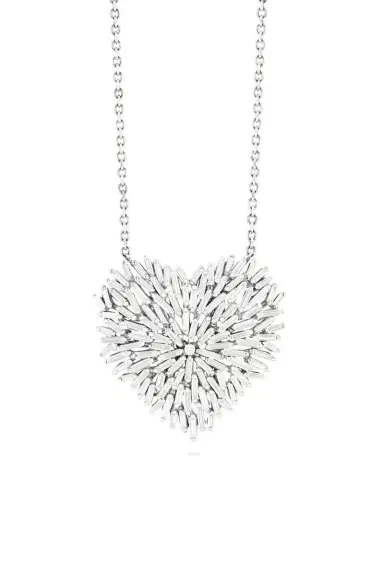 Suzanne Kalan Large Baguette Diamond Heart Necklace | Thumbnail 1