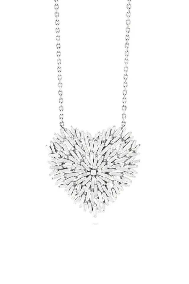 Suzanne Kalan Large Baguette Diamond Heart Necklace