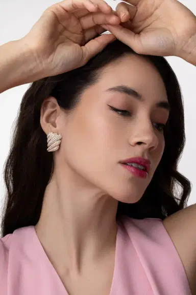 Anita Ko Large Diamond Croissant Earrings | Thumbnail 3