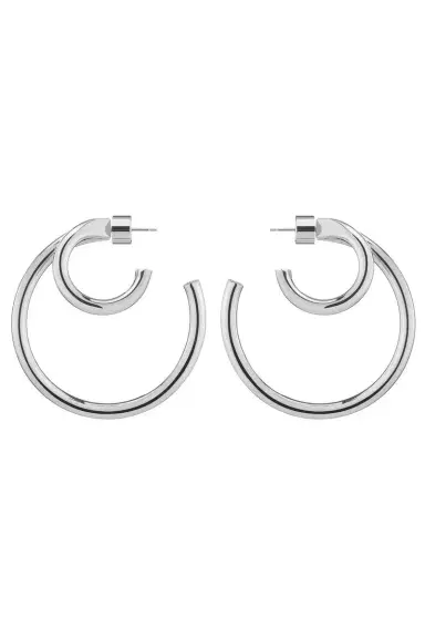 Jennifer Fisher Large Double Lilly Baby Hoop Earrings - Silver - 1.5in | Thumbnail 1 Jennifer Fisher Large Double Lilly Baby Hoop Earrings - Silver - 1.5in | Thumbnail 1