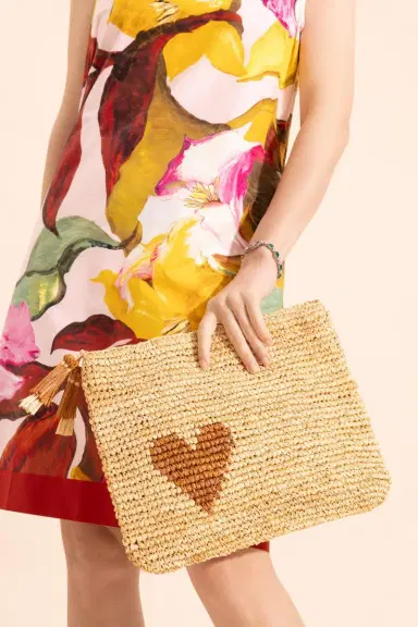 AERIN LAUDER Large Heart Pouch - Natural | Thumbnail 3