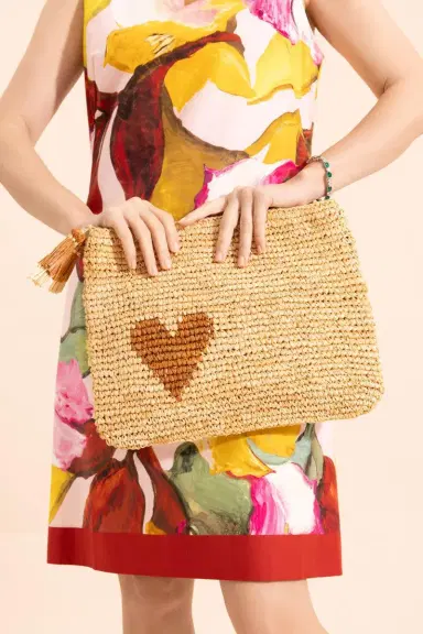 AERIN LAUDER Large Heart Pouch - Natural | Thumbnail 4