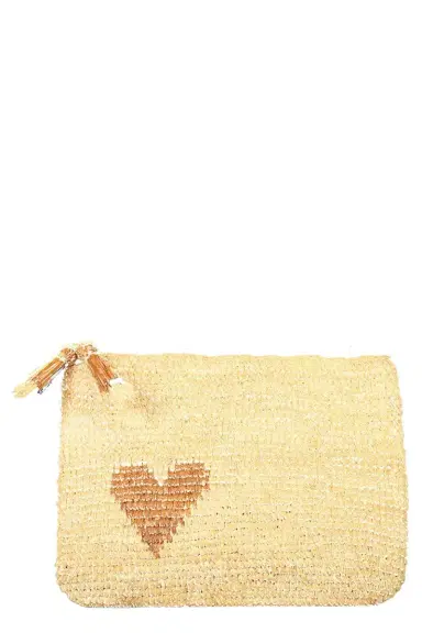 AERIN LAUDER Large Heart Pouch - Natural | Thumbnail 1