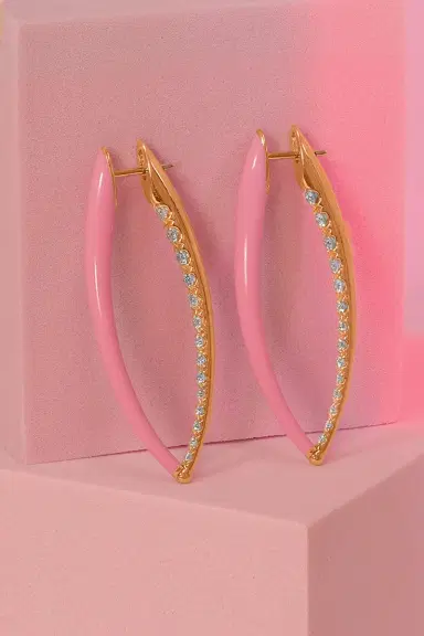Melissa Kaye Large Marissa Pink Cristina Diamond Earrings | Thumbnail 3 Melissa Kaye Large Marissa Pink Cristina Diamond Earrings | Thumbnail 3