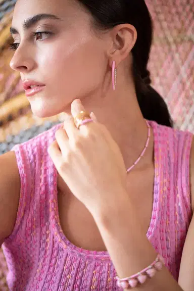Melissa Kaye Large Marissa Pink Cristina Diamond Earrings | Thumbnail 4 Melissa Kaye Large Marissa Pink Cristina Diamond Earrings | Thumbnail 4