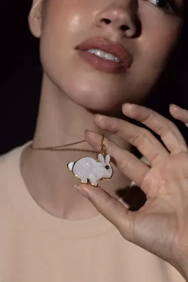 Brent Neale Large Moonstone Bunny Pendant Necklace | Thumbnail 5