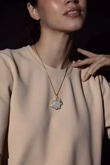 Brent Neale Large Moonstone Bunny Pendant Necklace | Thumbnail 6