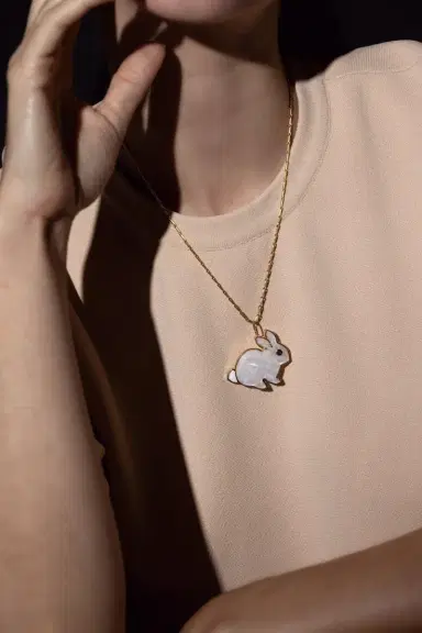Brent Neale Large Moonstone Bunny Pendant Necklace | Thumbnail 7