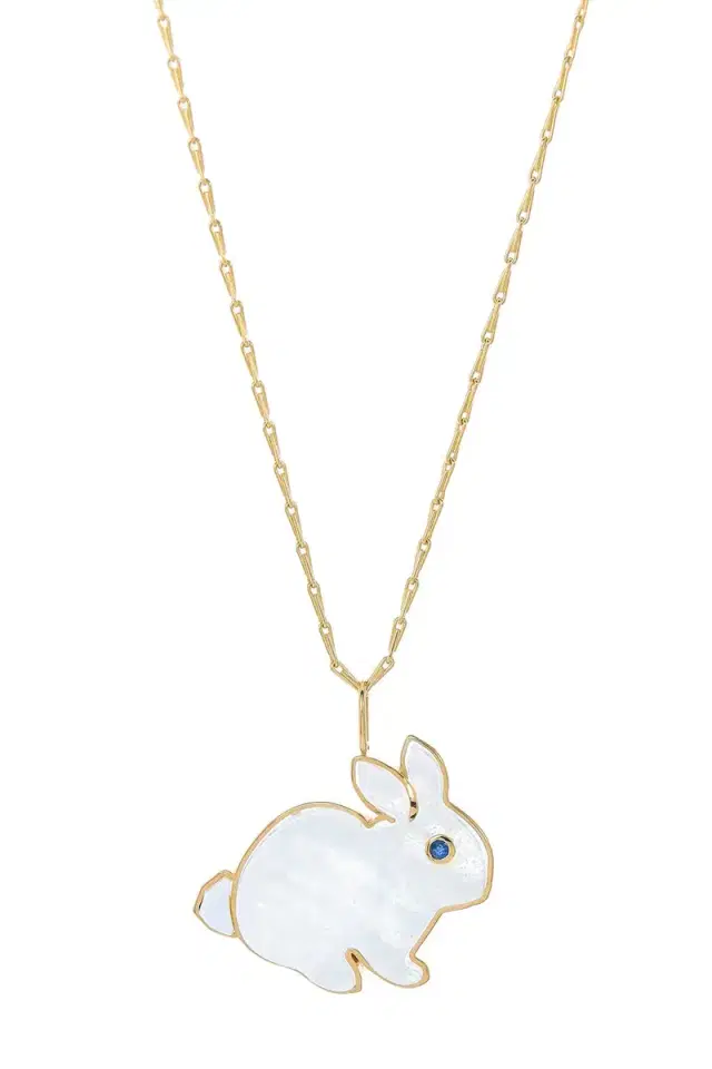 Brent Neale Large Moonstone Bunny Pendant Necklace