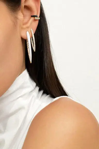 Melissa Kaye Large Navy Cristina Earrings | Thumbnail 2 Melissa Kaye Large Navy Cristina Earrings | Thumbnail 2