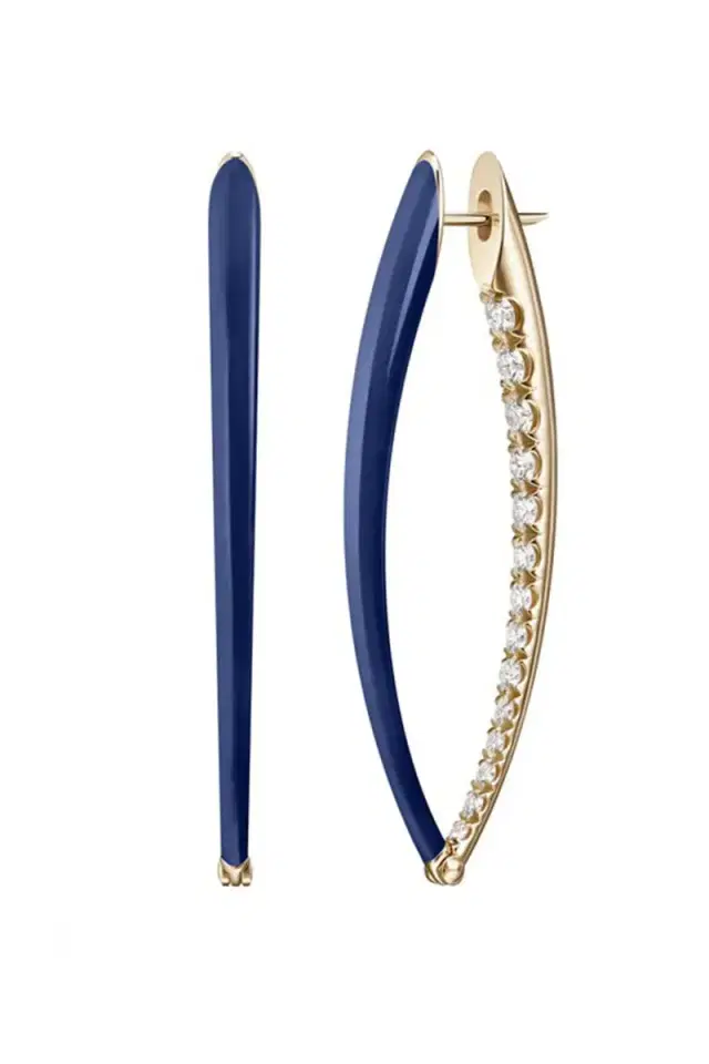 Melissa Kaye Large Navy Cristina Earrings
