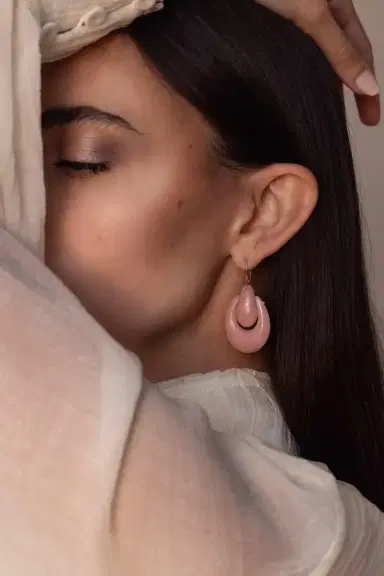 TEN THOUSAND THINGS Large O'Keeffe Pink Opal Earrings | Thumbnail 2