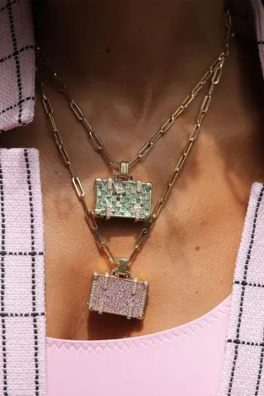 NEVERNOT Large Pink Sapphire Travel Necklace | Thumbnail 3