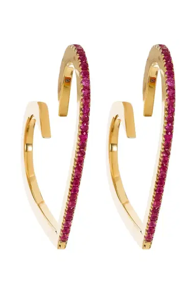 CADAR Large Ruby Heart Hoops | Thumbnail 1