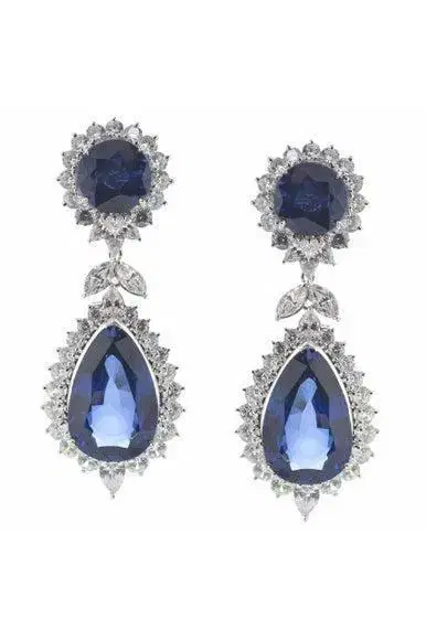 FANTASIA by DESERIO Large Sapphire Cz Drop Earrings