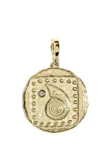 Azlee Large Spiral Seashell Diamond Coin Charm | Thumbnail 1 Azlee Large Spiral Seashell Diamond Coin Charm | Thumbnail 1