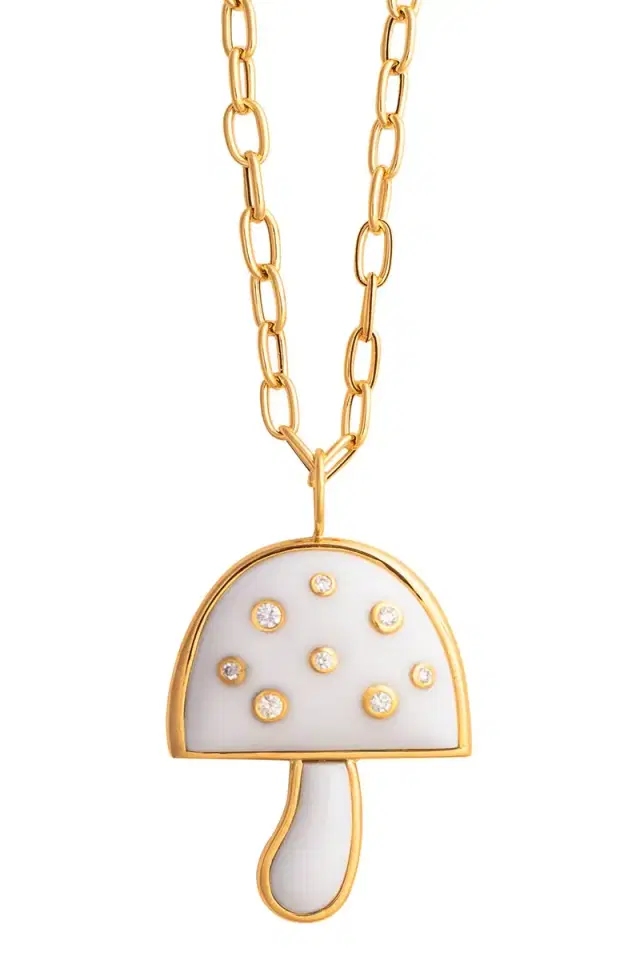 Brent Neale Large White Opal Mushroom Necklace