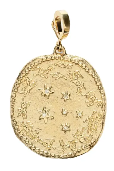 Azlee Large Zodiac Diamond Coin Charm | Thumbnail 1 Azlee Large Zodiac Diamond Coin Charm | Thumbnail 1
