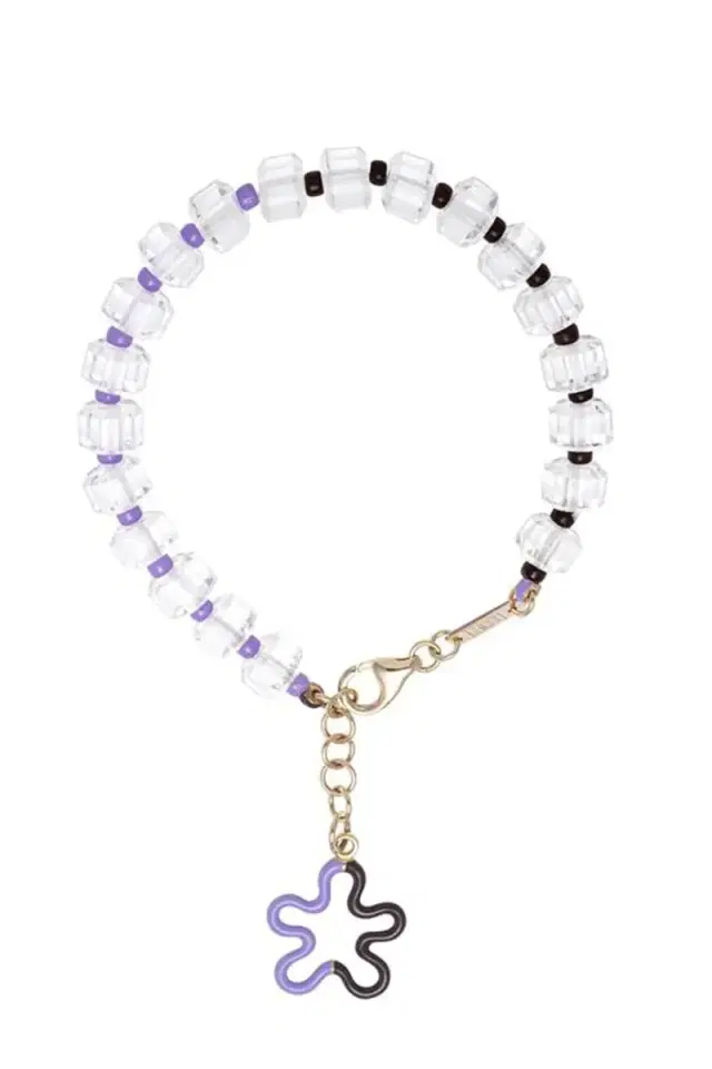 Bea Bongiasca Lavender and Chocolate B Beaded Floral Bracelet