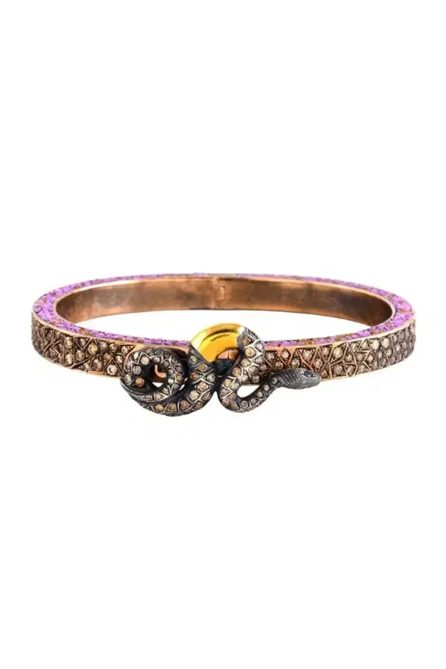 SEVAN BICAKCI Lavender Mosaic Snake Clasp Bangle Bracelet
