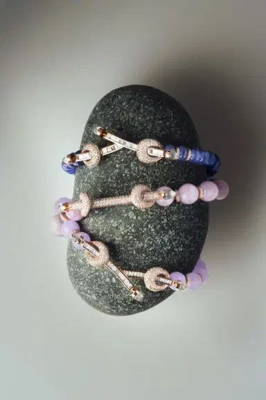 Ananya Lavender Quartz Diamond Twin Bar Chakra Bracelet | Thumbnail 2