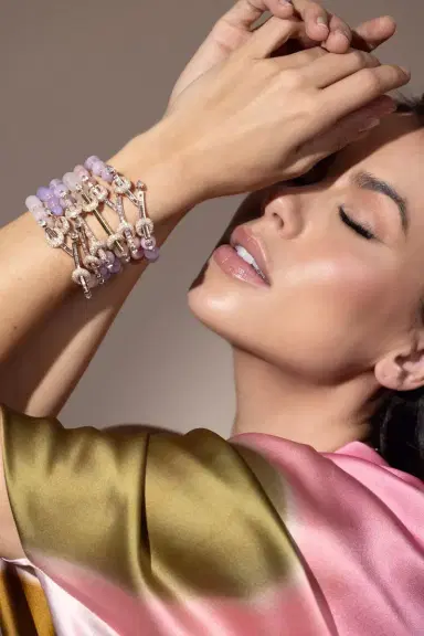 Ananya Lavender Quartz Diamond Twin Bar Chakra Bracelet | Thumbnail 5
