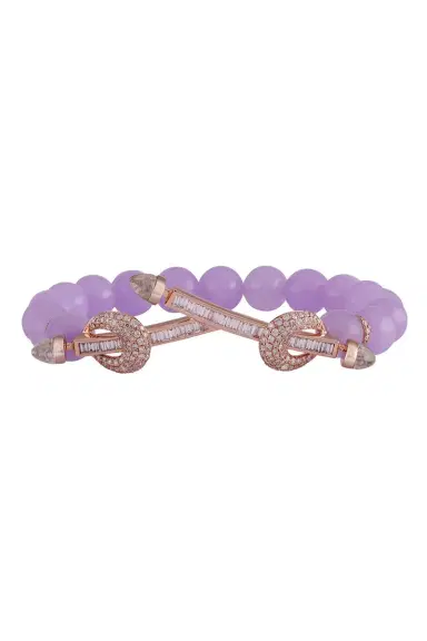 Ananya Lavender Quartz Diamond Twin Bar Chakra Bracelet | Thumbnail 1