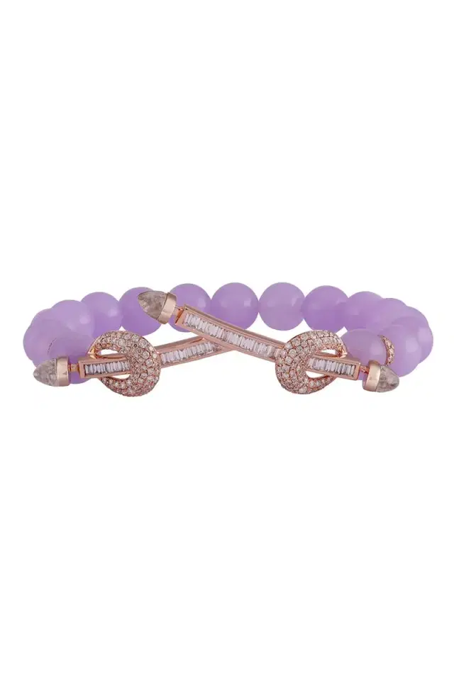 Ananya Lavender Quartz Diamond Twin Bar Chakra Bracelet
