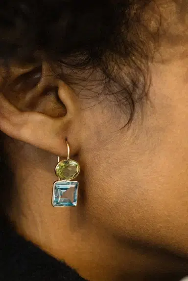 LIZZIE FORTUNATO FINE Lemon Quartz and Sky Topaz Duo Earrings | Thumbnail 2