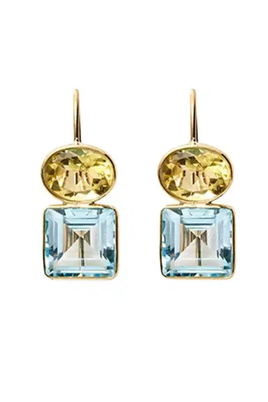LIZZIE FORTUNATO FINE Lemon Quartz and Sky Topaz Duo Earrings | Thumbnail 1