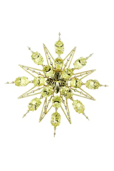 TONY DUQUETTE Lemon Quartz Diamond Star Brooch | Thumbnail 1 TONY DUQUETTE Lemon Quartz Diamond Star Brooch | Thumbnail 1