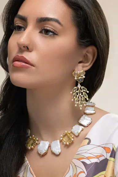 BOUNKIT JEWELRY Lemon Quartz Pearl Adeline Earrings | Thumbnail 2 BOUNKIT JEWELRY Lemon Quartz Pearl Adeline Earrings | Thumbnail 2