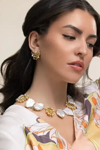 BOUNKIT JEWELRY Lemon Quartz Pearl Adeline Earrings | Thumbnail 4 BOUNKIT JEWELRY Lemon Quartz Pearl Adeline Earrings | Thumbnail 4