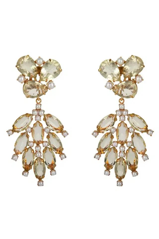 BOUNKIT JEWELRY Lemon Quartz Pearl Adeline Earrings