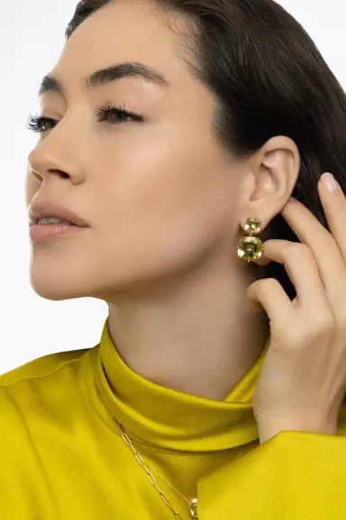 GOSHWARA Lemon Quartz Two Tier Gossip Earrings | Thumbnail 3