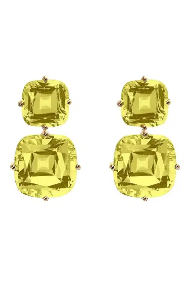 GOSHWARA Lemon Quartz Two Tier Gossip Earrings | Thumbnail 1